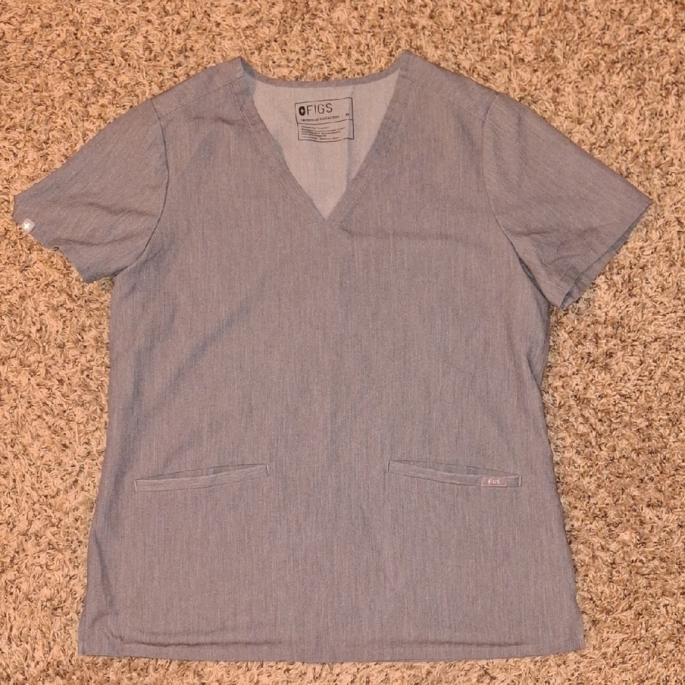 Figs Heather Gray V-Neck Scrub Top